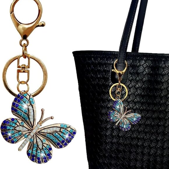 Bag Charm - Butterfly Crystal Rhinestone Keychain - Picture 2 of 4